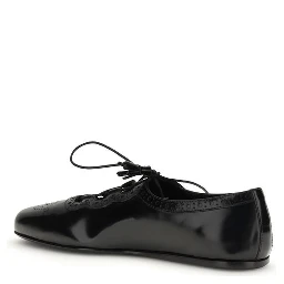 حذاء باليه مسطح من جلد العجل الأسود من بوس توروس