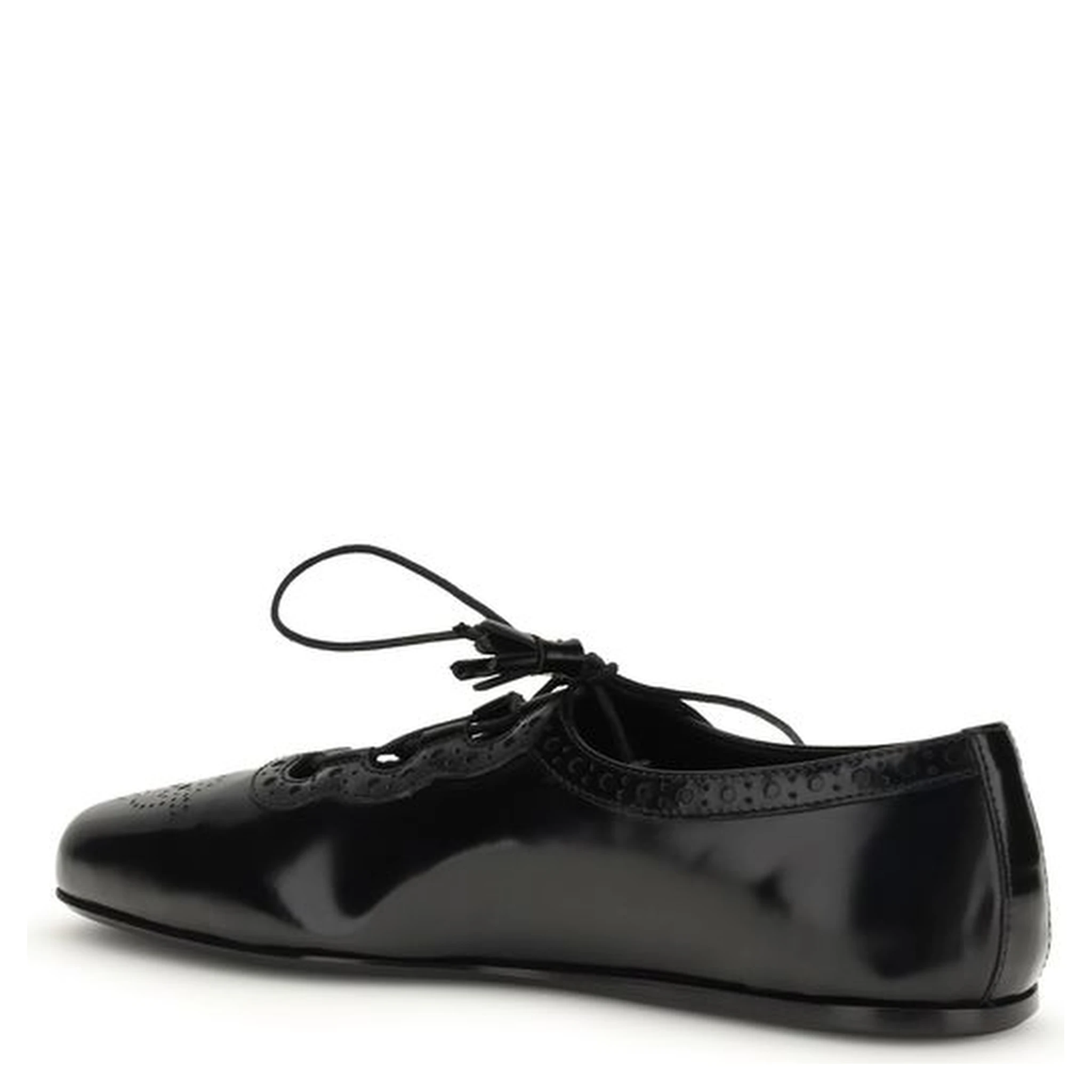 حذاء باليه مسطح من جلد العجل الأسود من بوس توروس