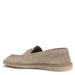 Beige Calf Leather Bos Taurus Slip-On Loafers