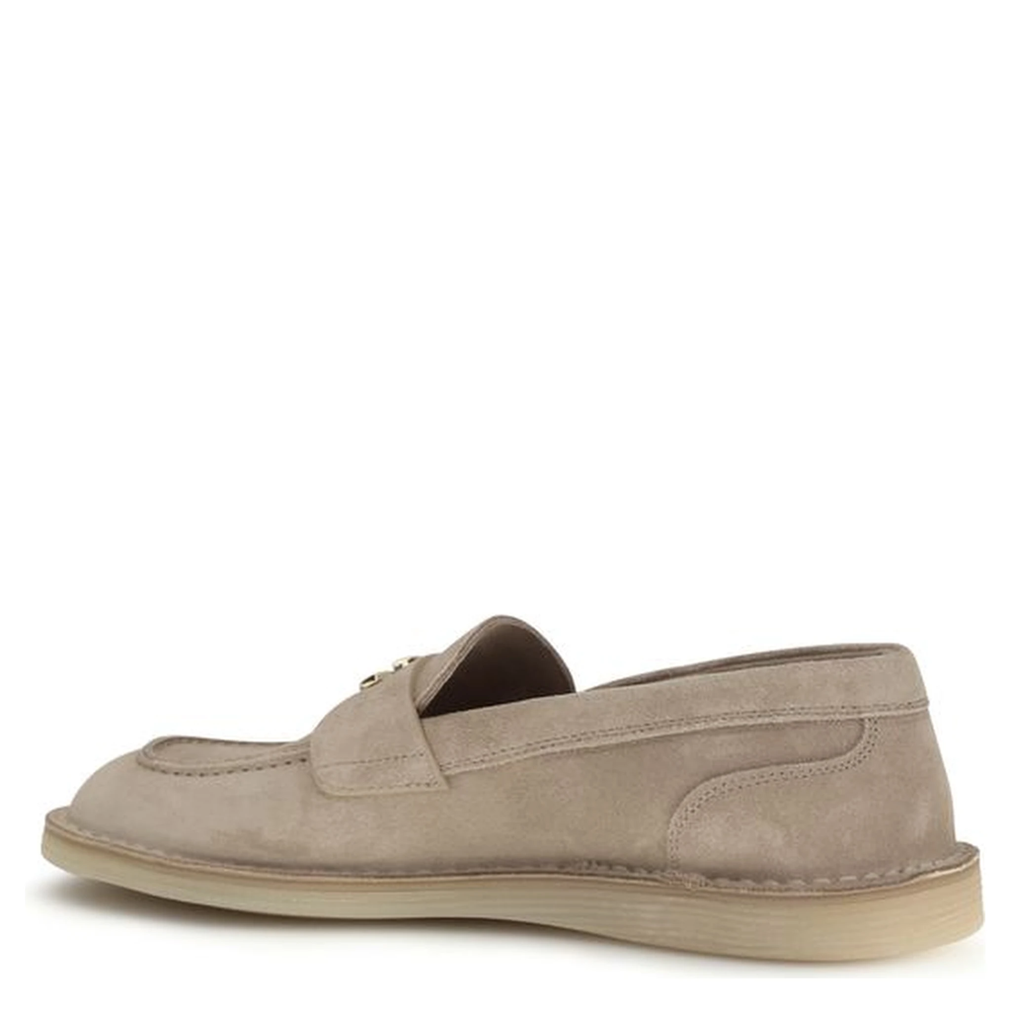 Beige Calf Leather Bos Taurus Slip-On Loafers