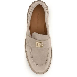 Beige Calf Leather Bos Taurus Slip-On Loafers