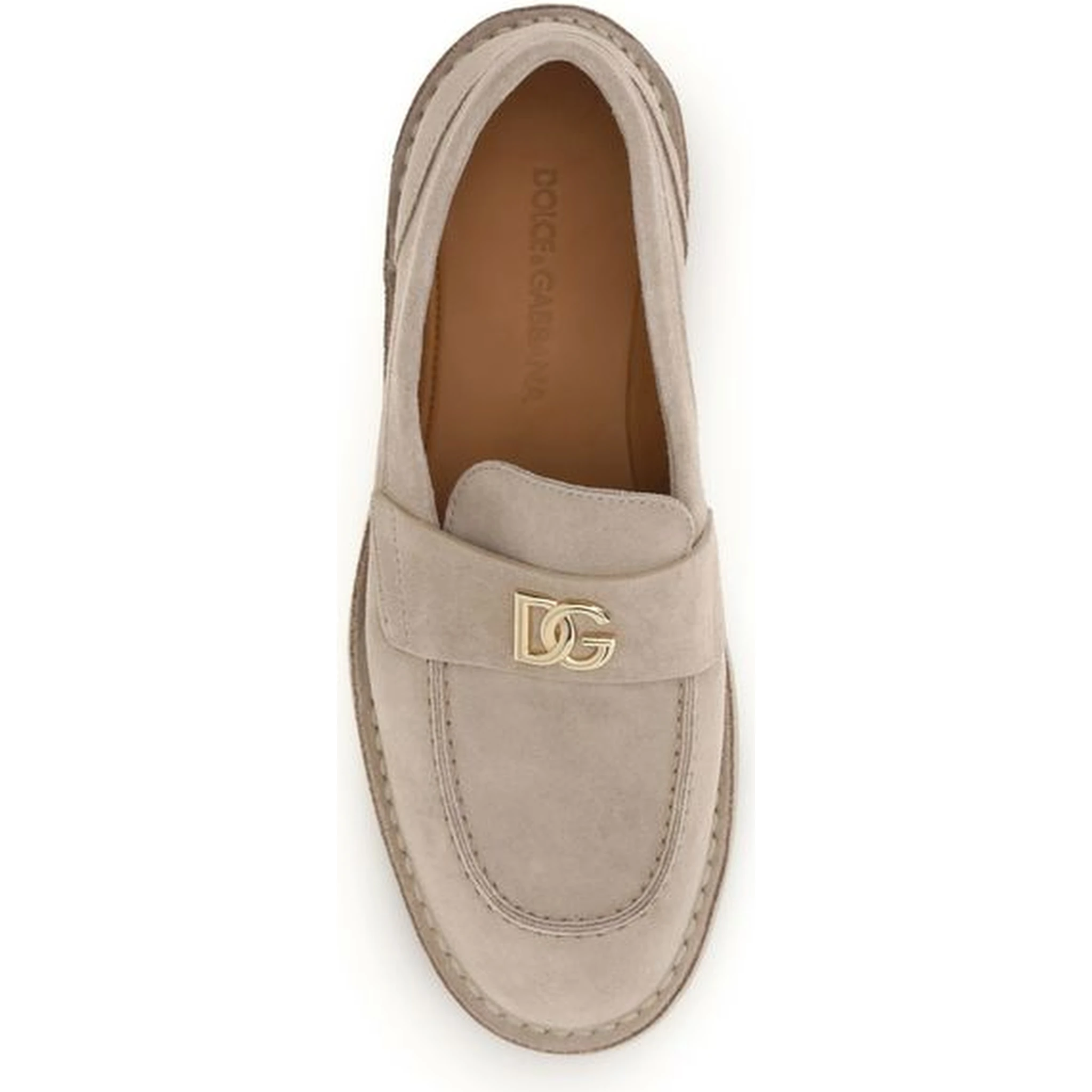 Beige Calf Leather Bos Taurus Slip-On Loafers