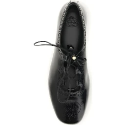 حذاء باليه مسطح من جلد العجل الأسود من بوس توروس