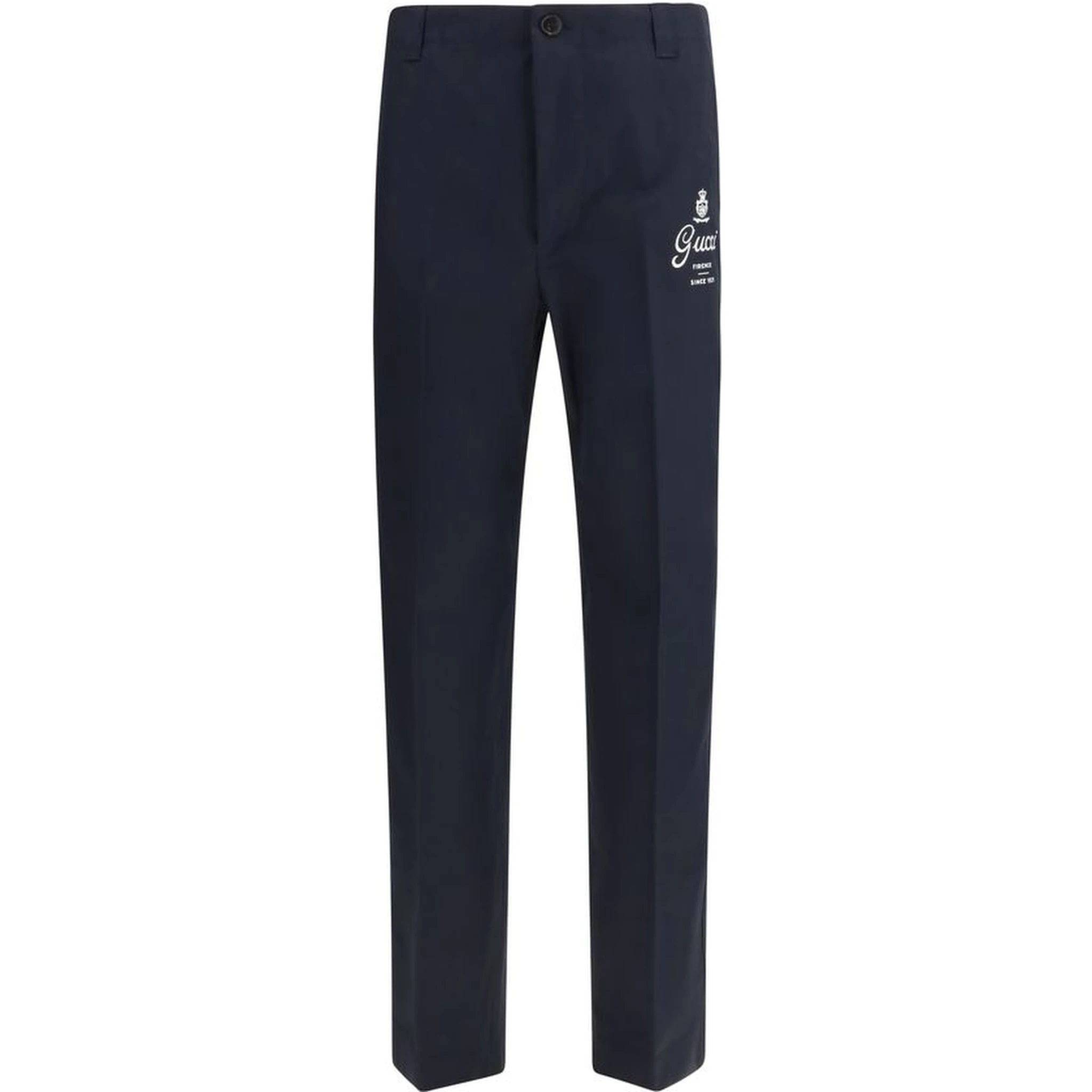 Blue Cotton Casual Pants