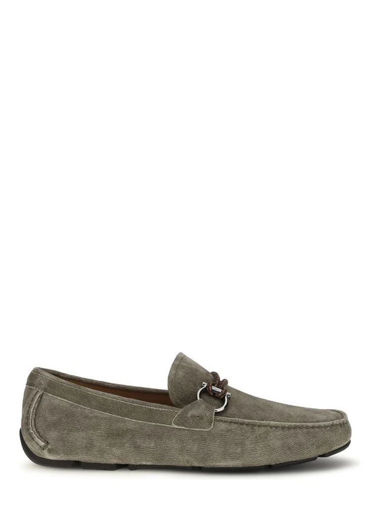 Gray Calf Leather Bos Taurus Slip-On Loafers