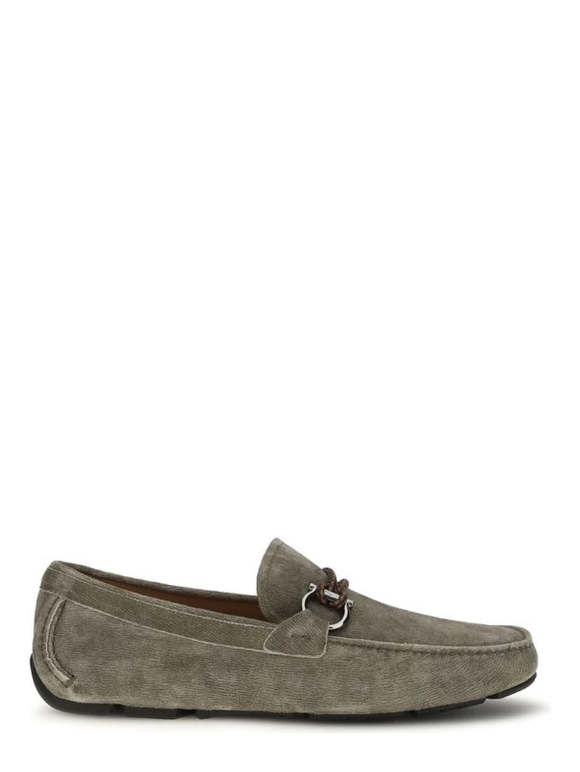 Gray Calf Leather Bos Taurus Slip-On Loafers