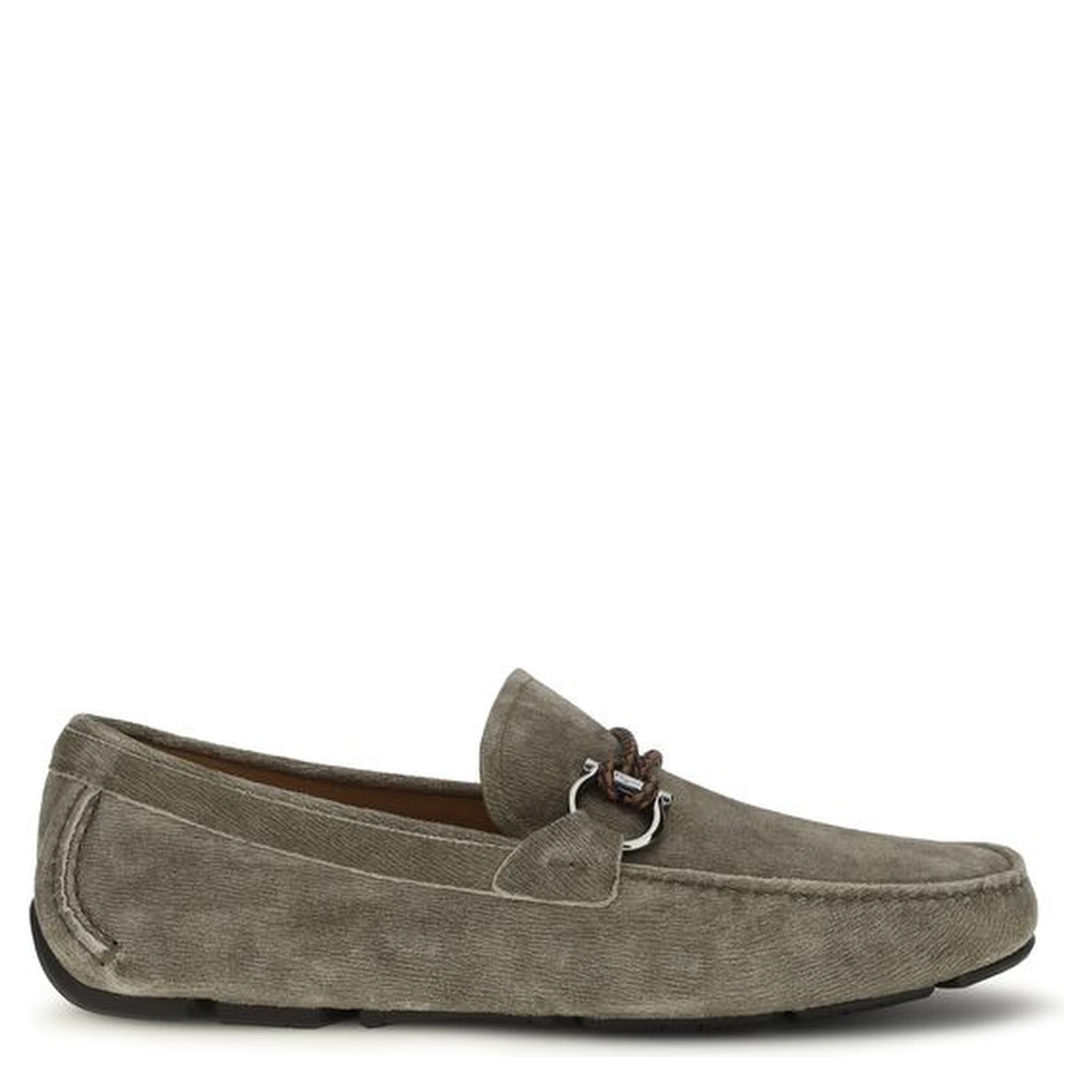 Gray Calf Leather Bos Taurus Slip-On Loafers
