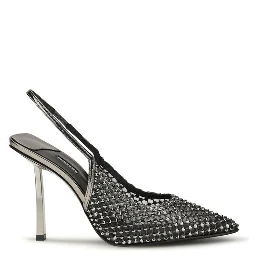 Black Nylon High Heel Pumps