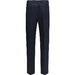 Blue Cotton Casual Pants