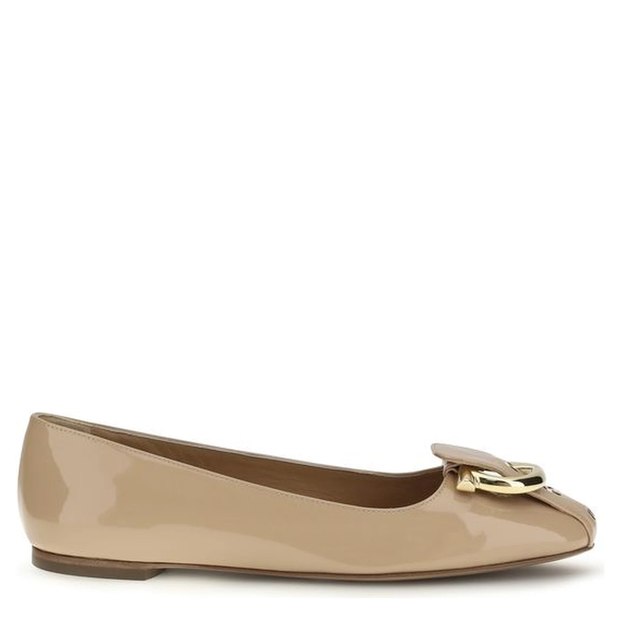 Beige Calf Leather Bos Taurus Ballet Flats