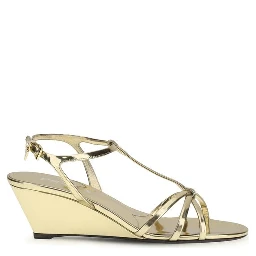 Gold Calf Leather Bos Taurus Wedge Sandals