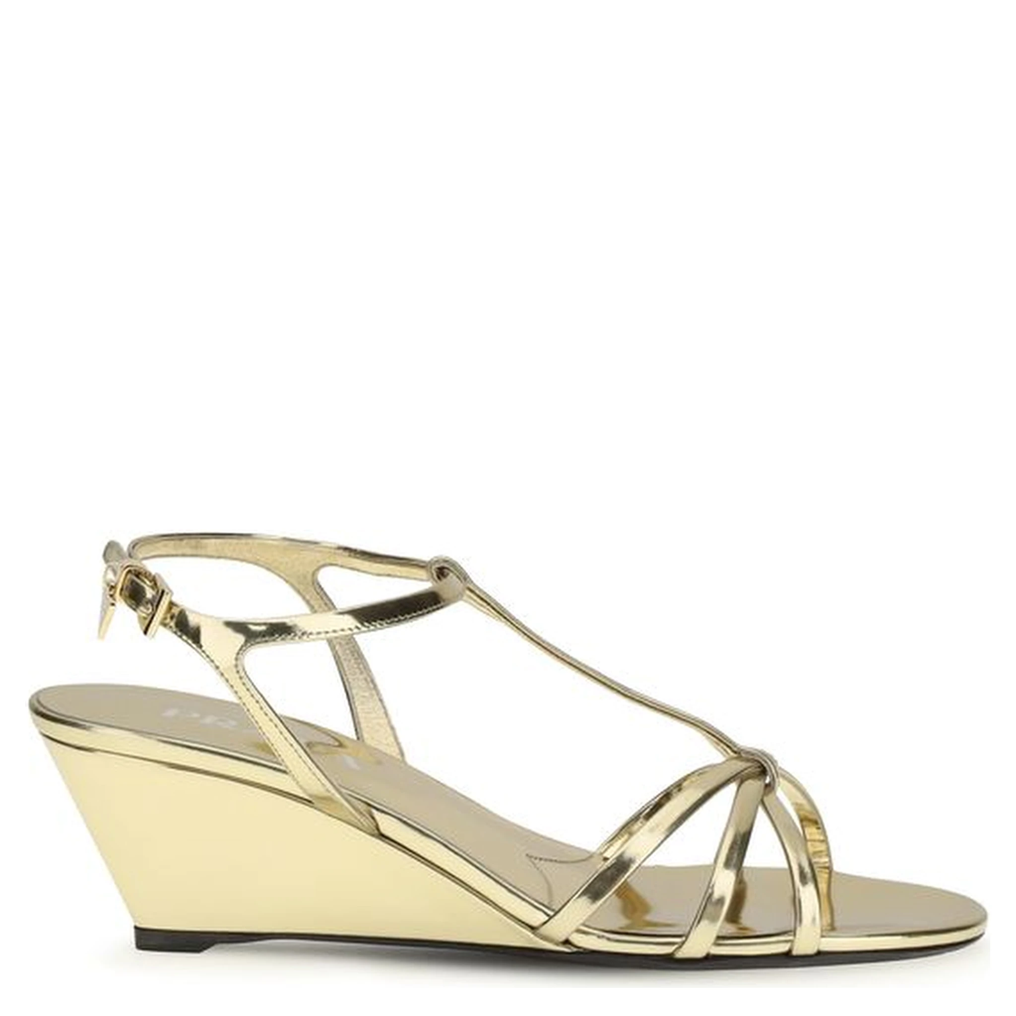 Gold Calf Leather Bos Taurus Wedge Sandals