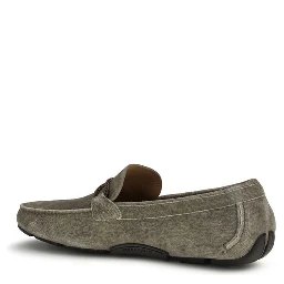 Gray Calf Leather Bos Taurus Slip-On Loafers