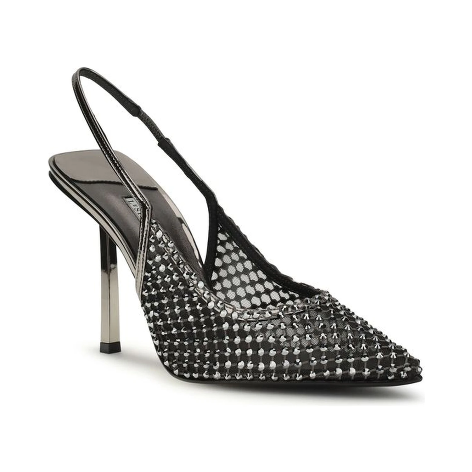 Black Nylon High Heel Pumps