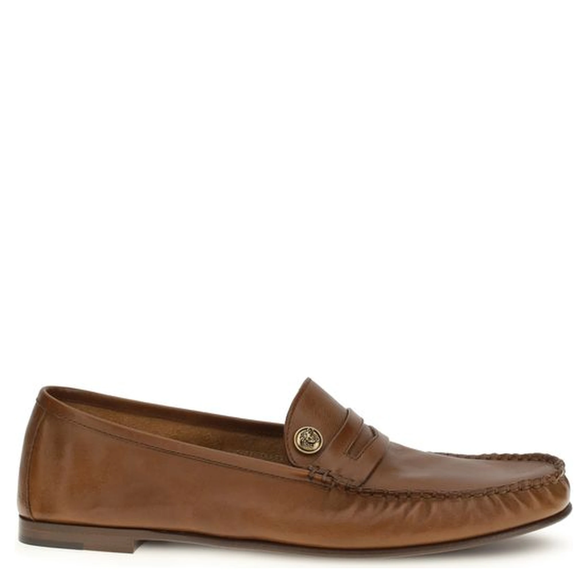 Brown Calf Leather Bos Taurus Slip-On Loafers