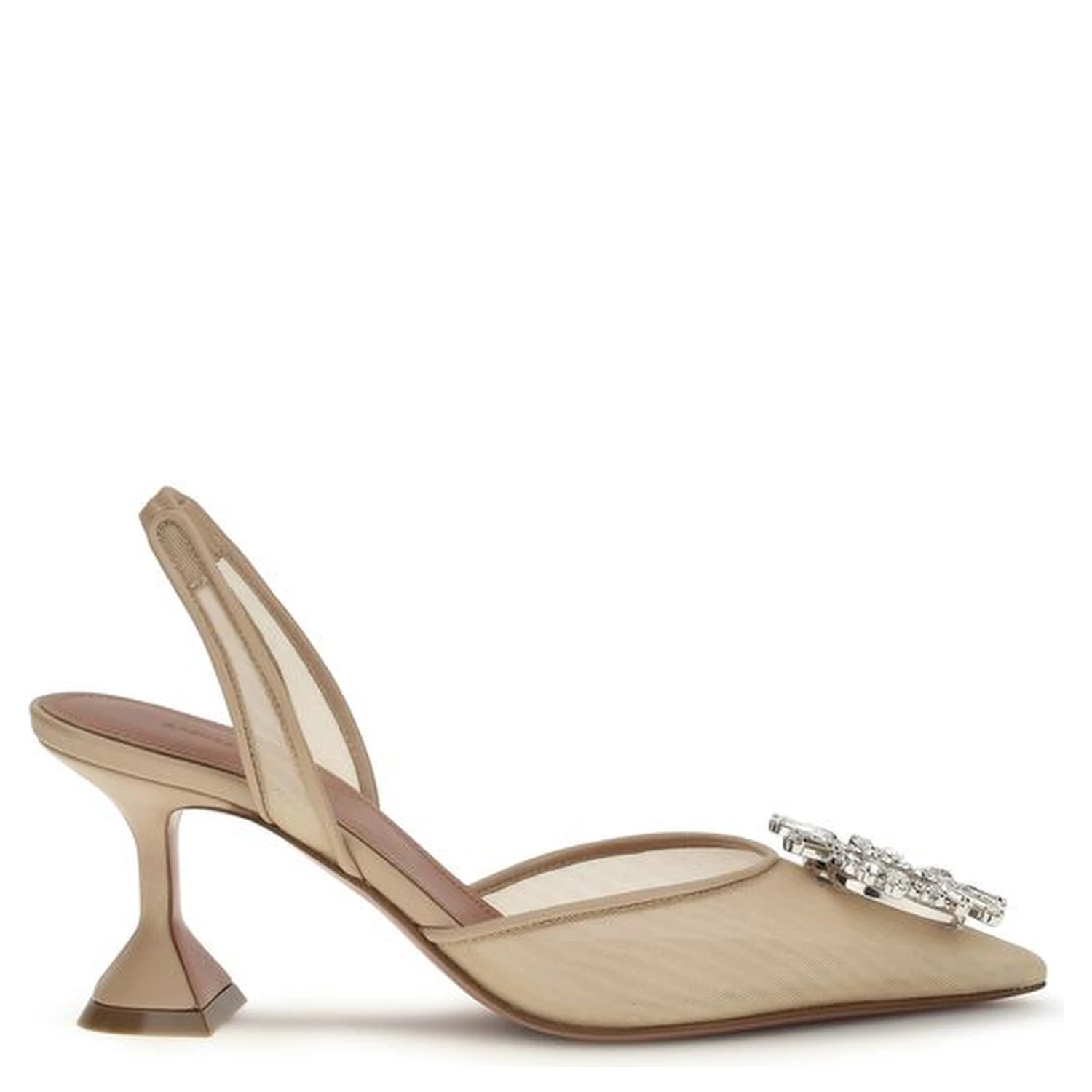 Beige Polyester High Heel Pumps