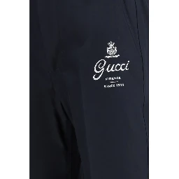 Blue Cotton Casual Pants