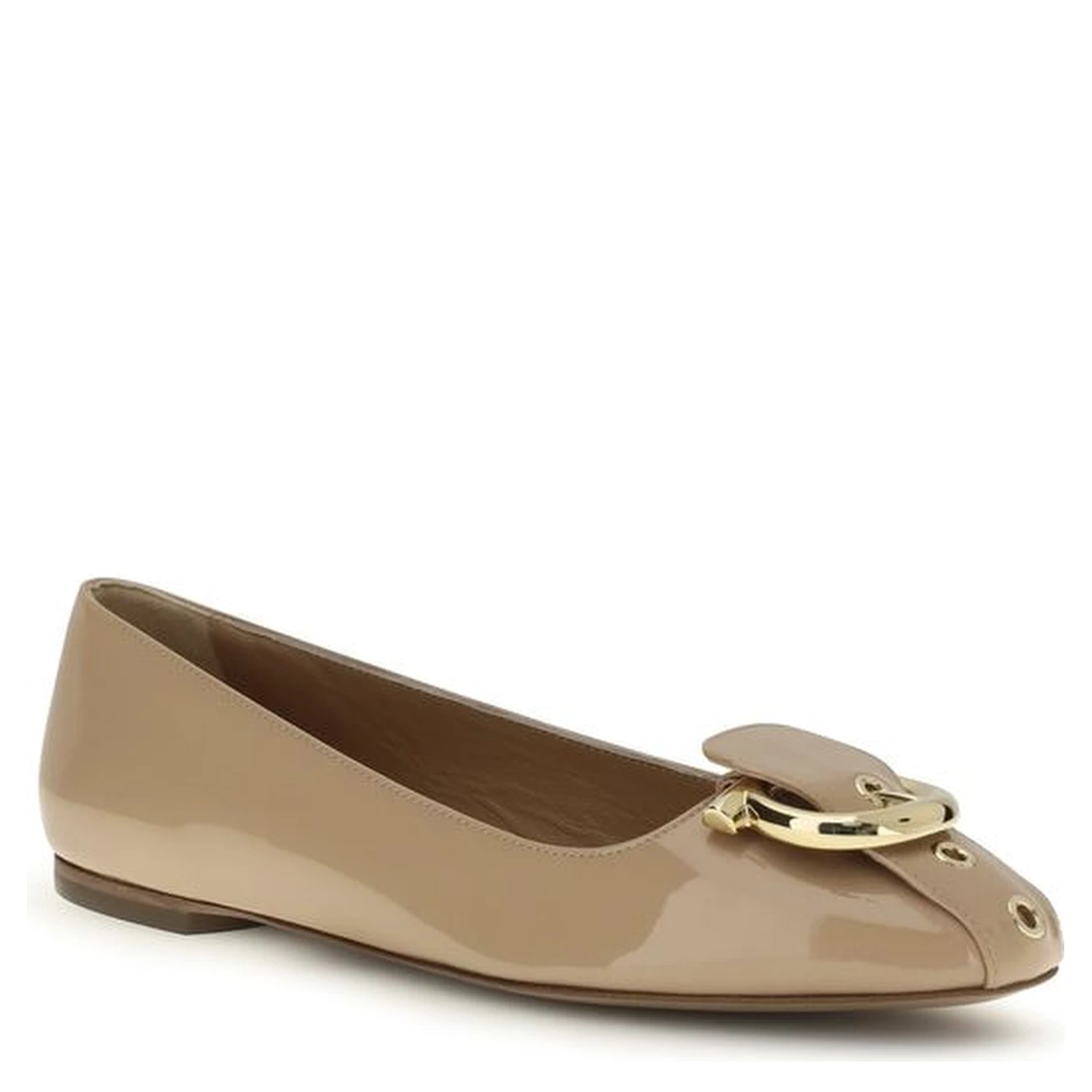 Beige Calf Leather Bos Taurus Ballet Flats