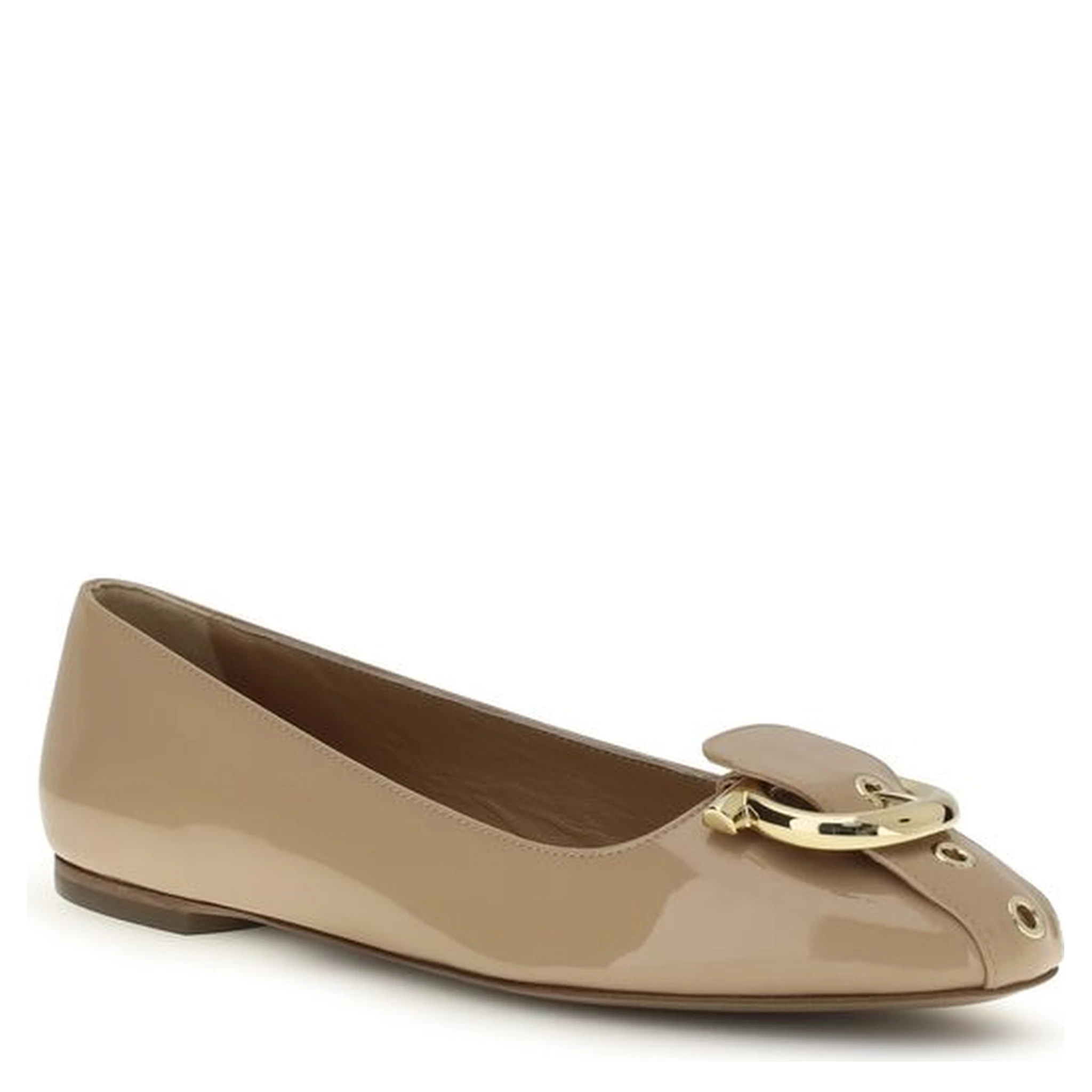 Beige Calf Leather Bos Taurus Ballet Flats