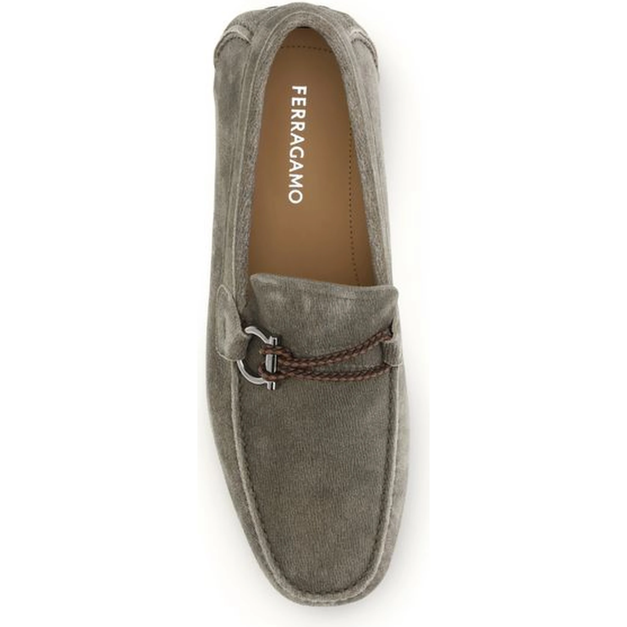Gray Calf Leather Bos Taurus Slip-On Loafers