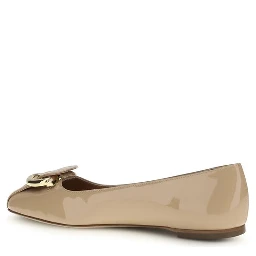 Beige Calf Leather Bos Taurus Ballet Flats