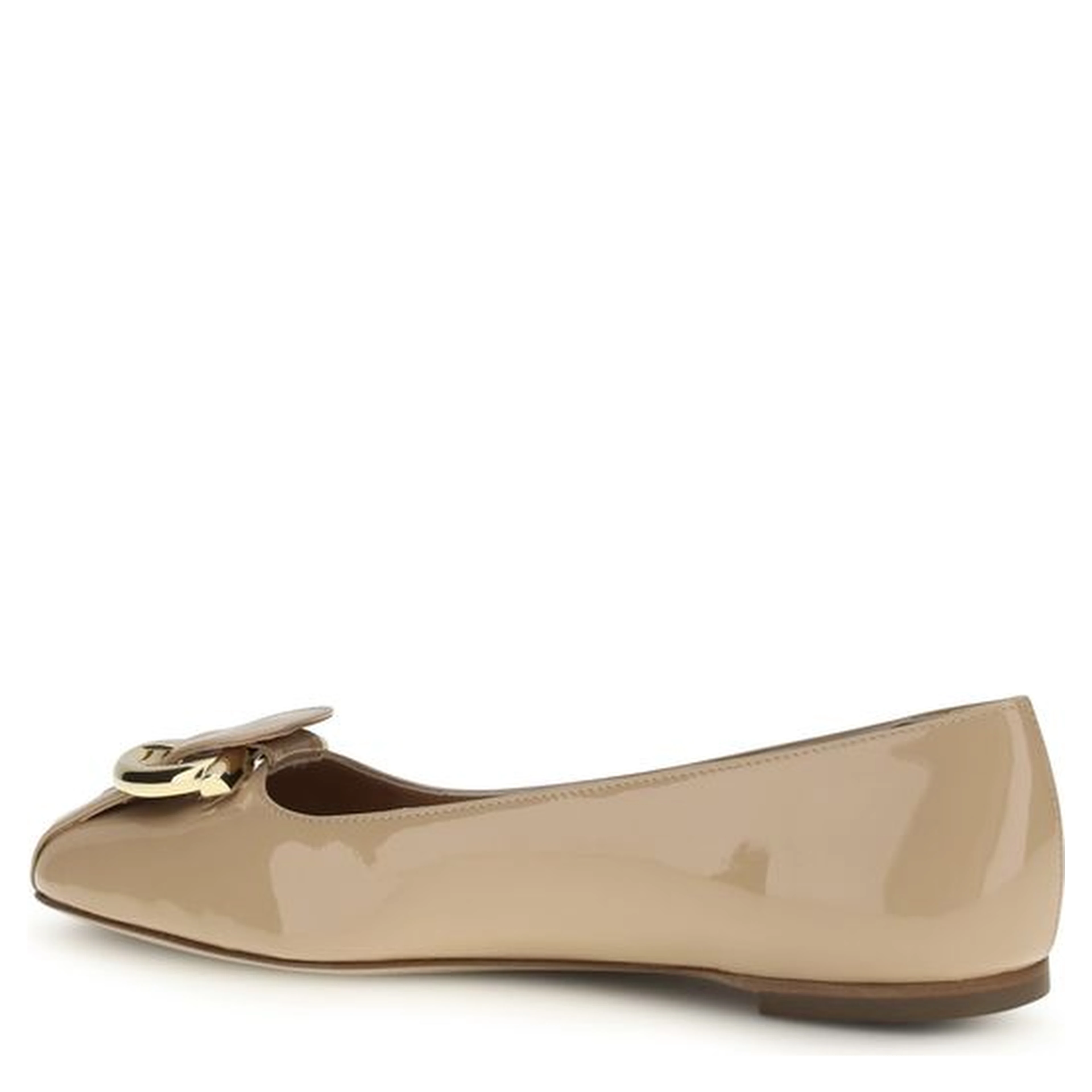 Beige Calf Leather Bos Taurus Ballet Flats