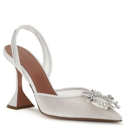 White Calf Leather Bos Taurus High Heel Pumps