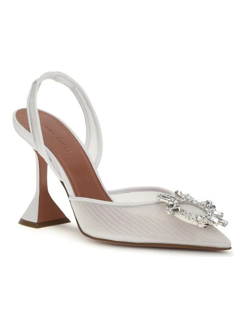 White Calf Leather Bos Taurus High Heel Pumps