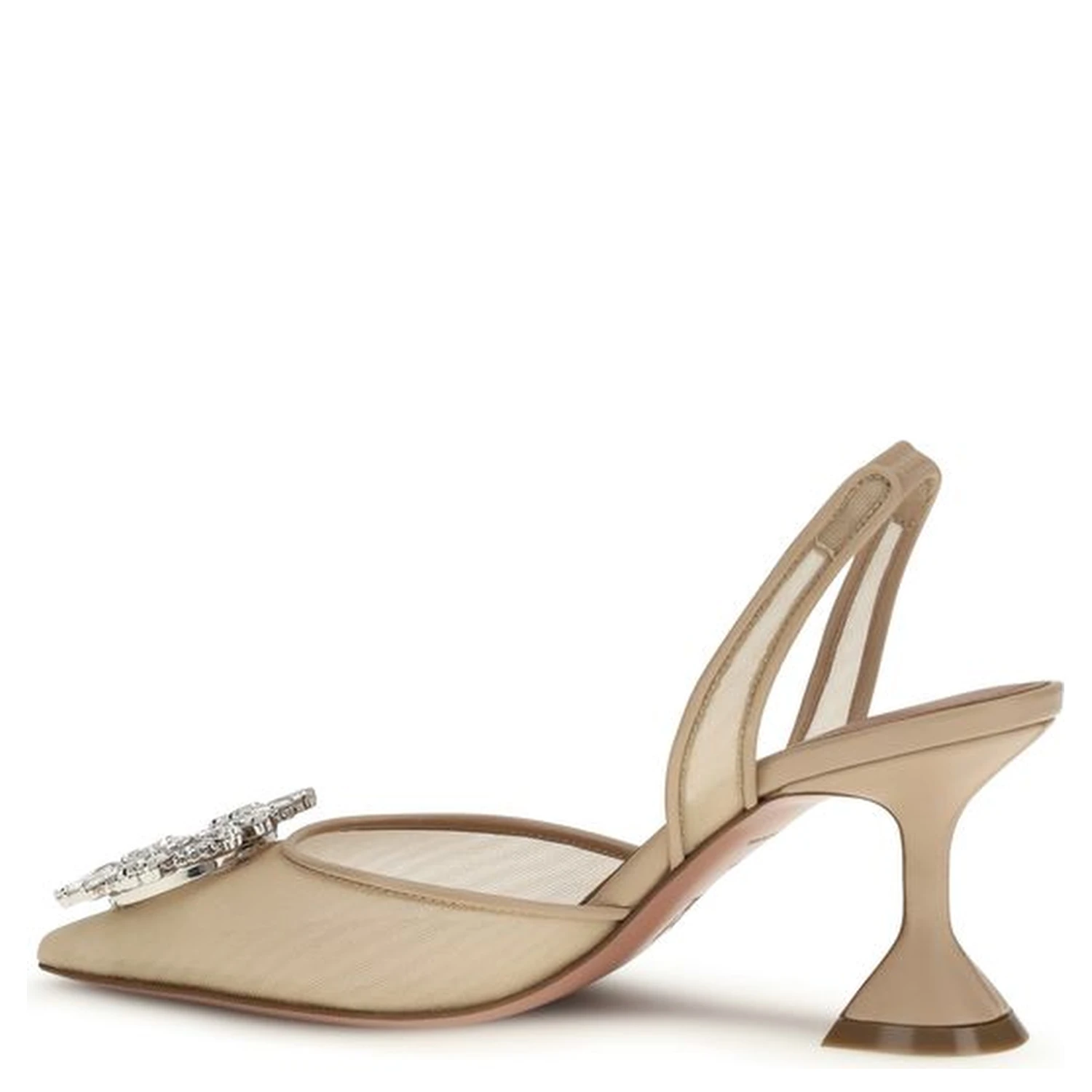 Beige Polyester High Heel Pumps
