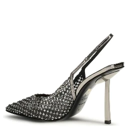Black Nylon High Heel Pumps