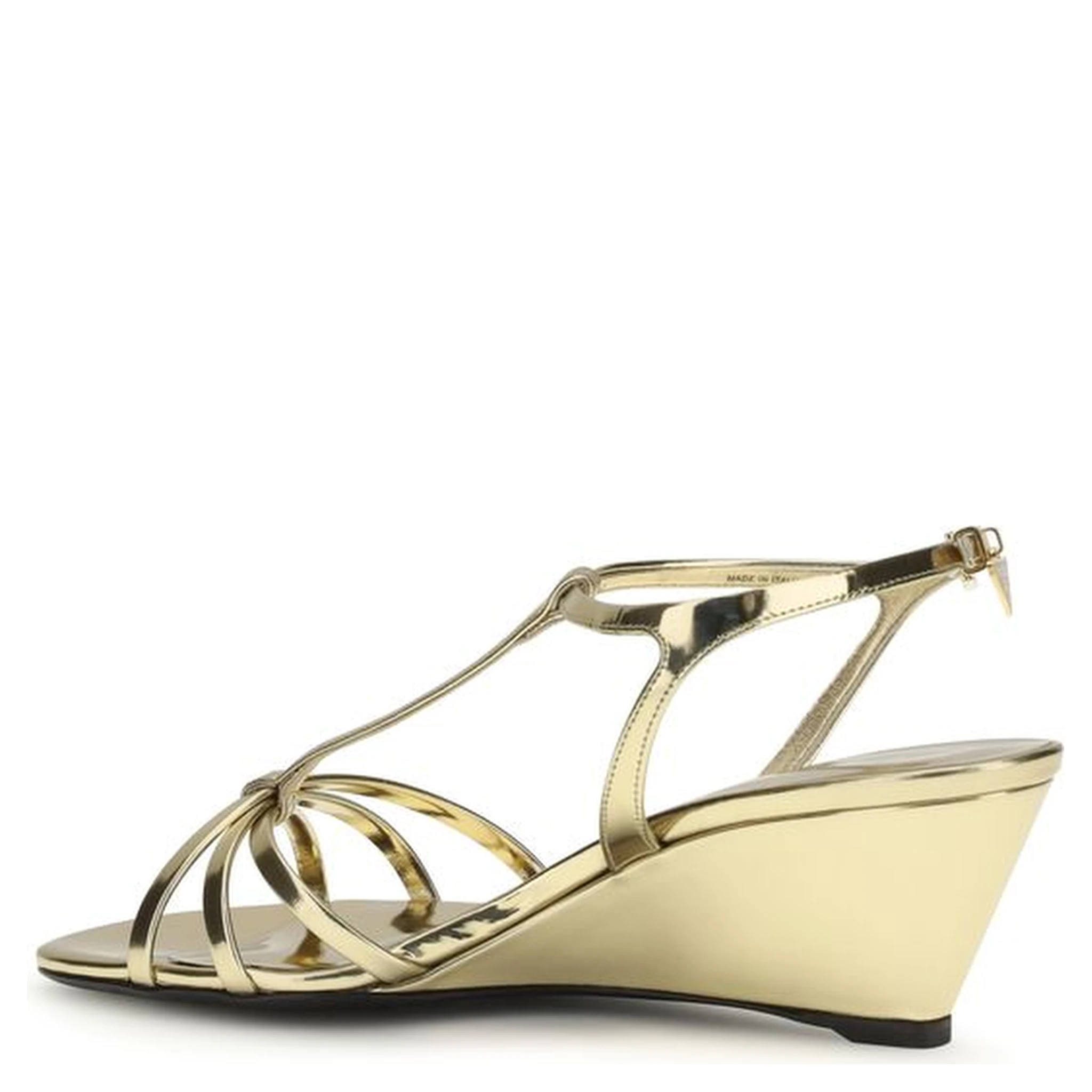 Gold Calf Leather Bos Taurus Wedge Sandals