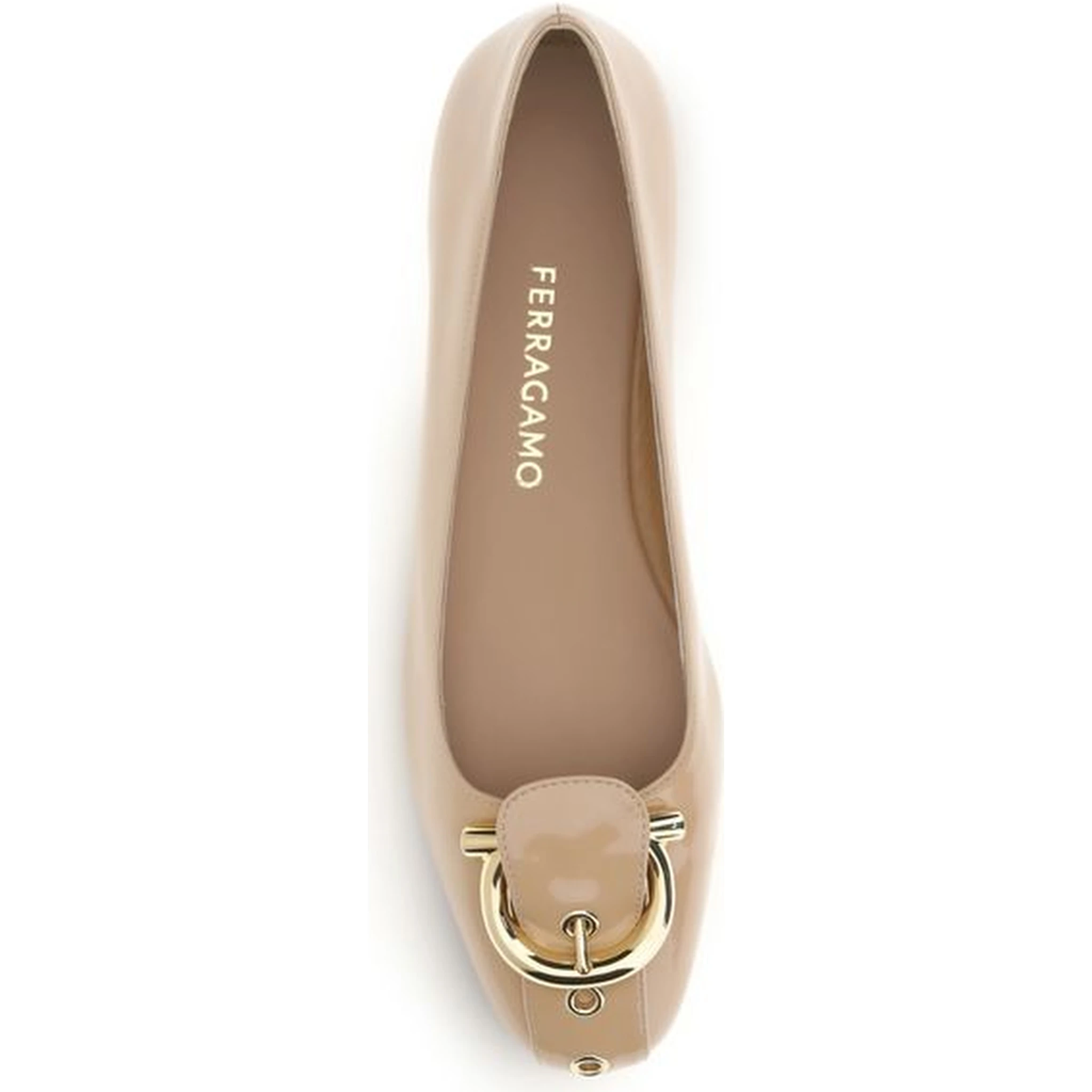 Beige Calf Leather Bos Taurus Ballet Flats