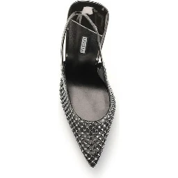 Black Nylon High Heel Pumps
