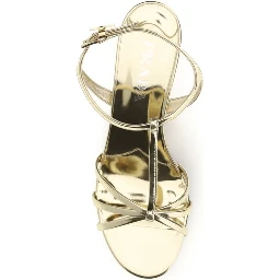 Gold Calf Leather Bos Taurus Wedge Sandals