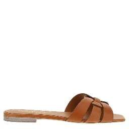 Brown Calf Leather Bos Taurus Flat Sandals