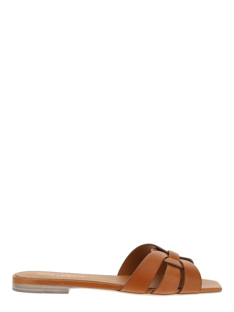 Brown Calf Leather Bos Taurus Flat Sandals