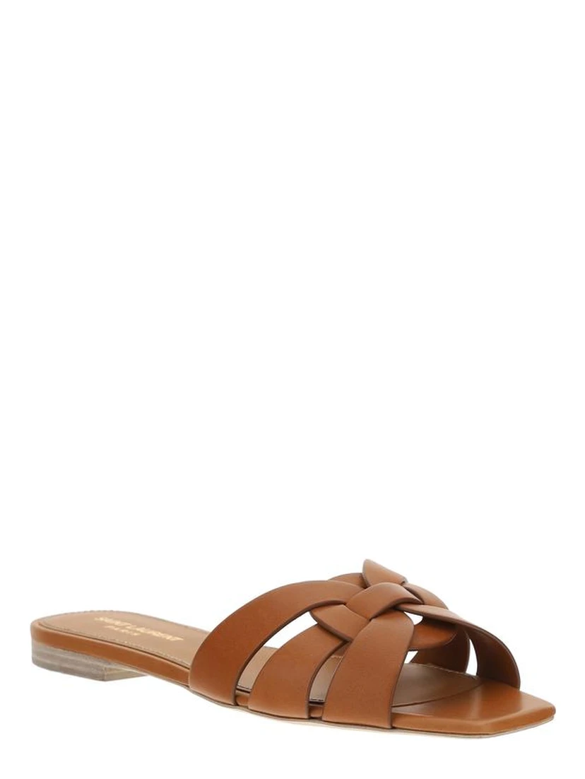 Brown Calf Leather Bos Taurus Flat Sandals