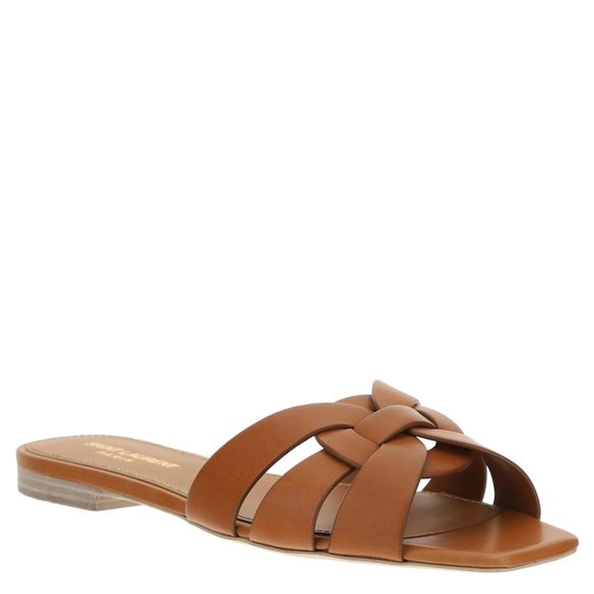 Brown Calf Leather Bos Taurus Flat Sandals