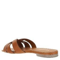 Brown Calf Leather Bos Taurus Flat Sandals