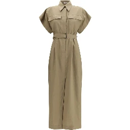 Beige Cotton Casual Dress