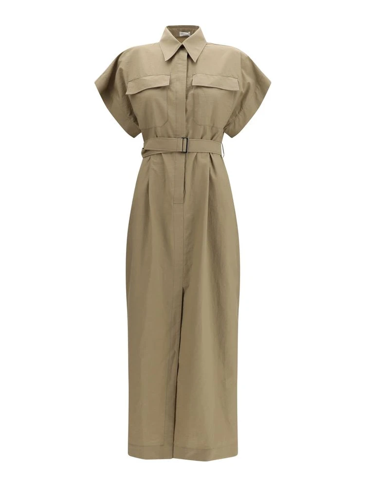 Beige Cotton Casual Dress