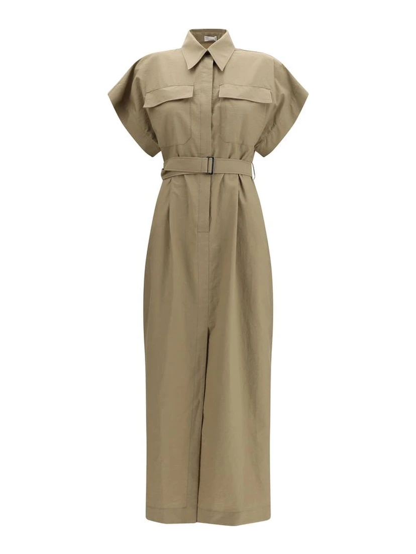 Beige Cotton Casual Dress