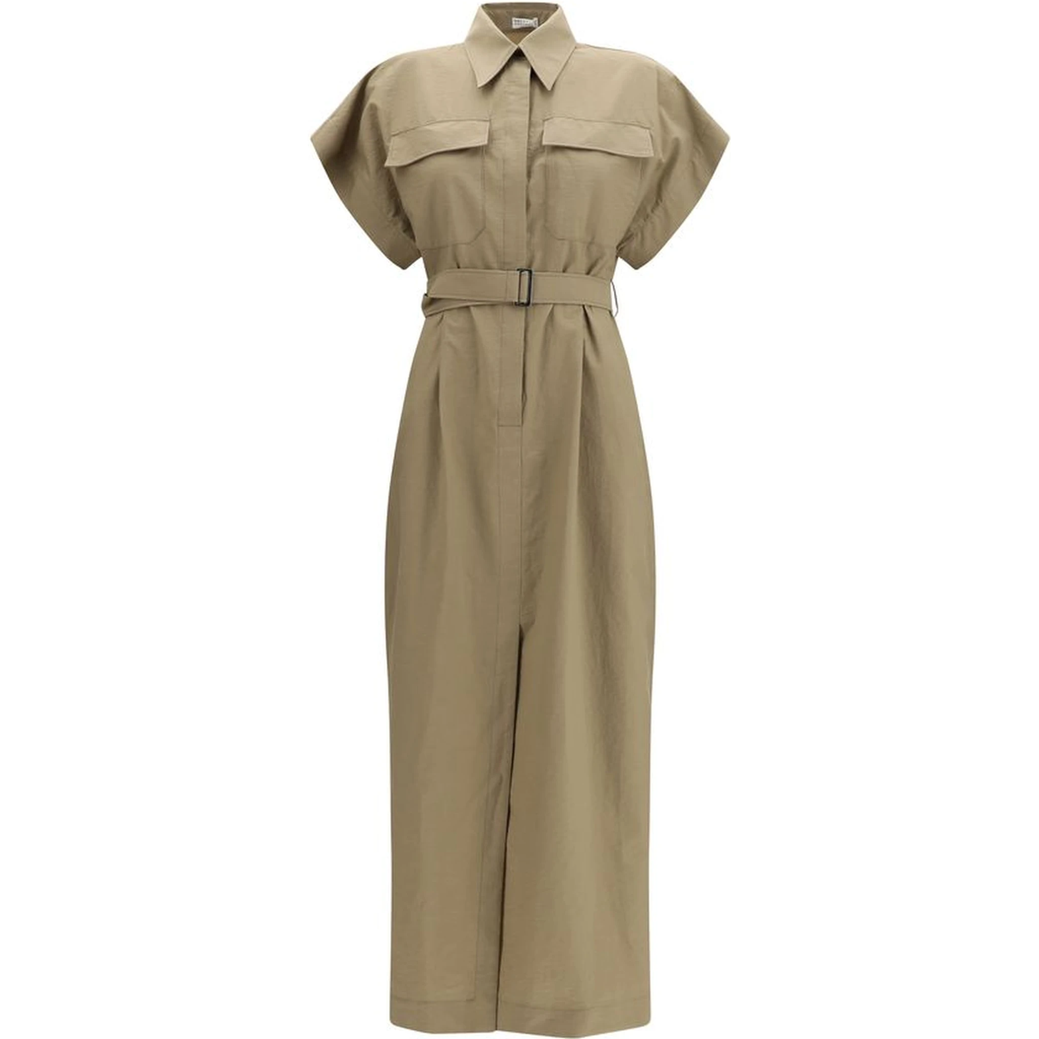 Beige Cotton Casual Dress