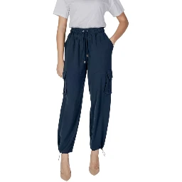 Blue Polyester Cargo Pants