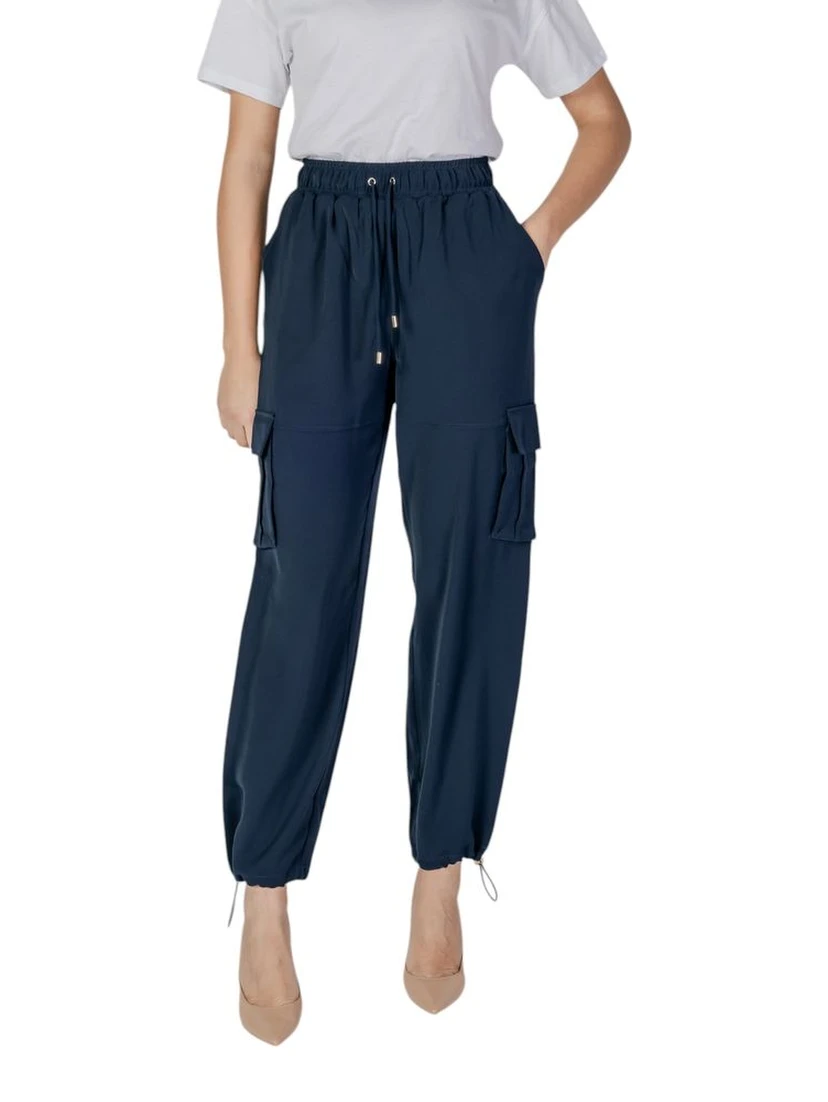 Blue Polyester Cargo Pants