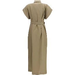 Beige Cotton Casual Dress