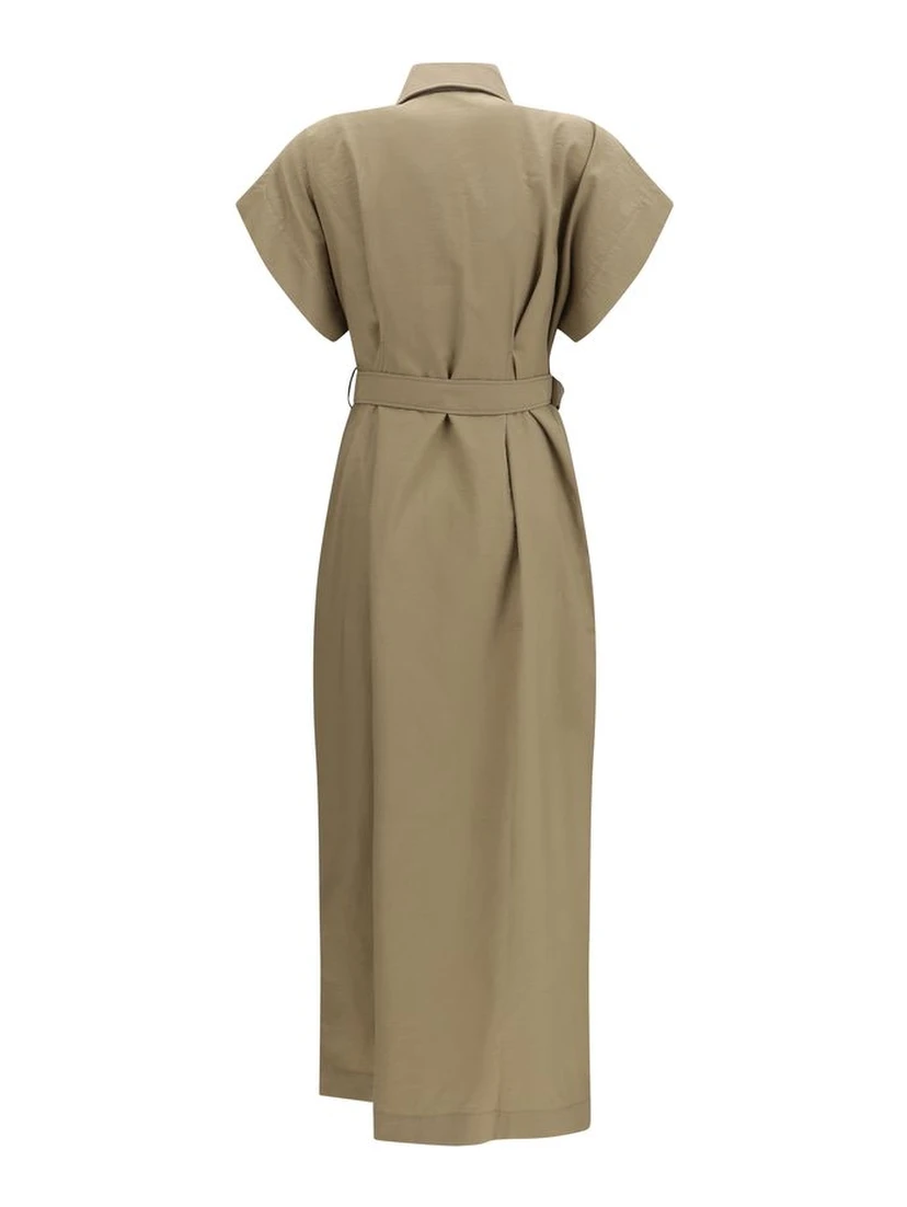 Beige Cotton Casual Dress