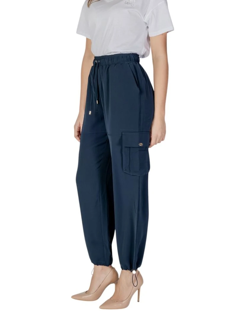 Blue Polyester Cargo Pants