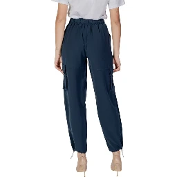 Blue Polyester Cargo Pants