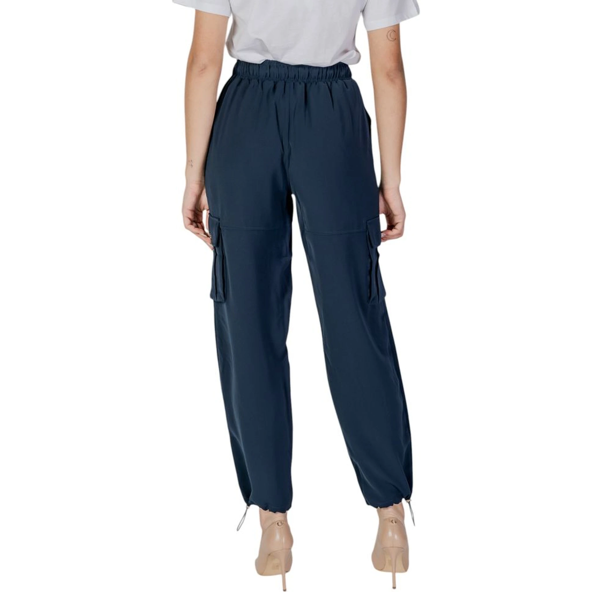 Blue Polyester Cargo Pants
